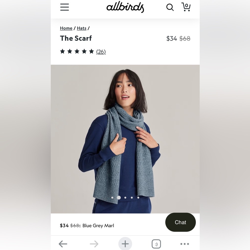 Allbirds The Scarf Blue Grey Marl- Worn Once!